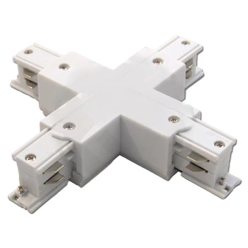 Čtyřnásobný křížový konektor pro třífázové přípojnice. bílý