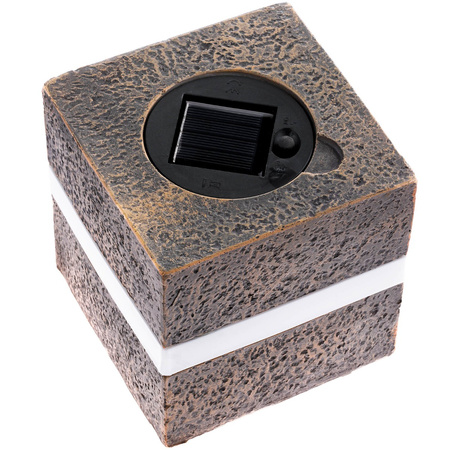 LED solární lampa Venkovní zahradní stojící kámen 3000K IP44 12cm soumrakový senzor