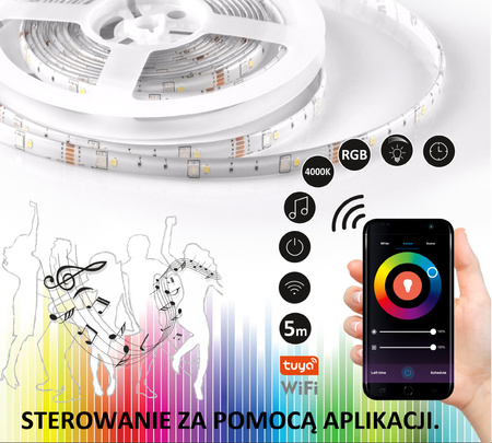 LED pásek 230V 16W RGB neutrální IP65 WIFI Smart TUYA 5m