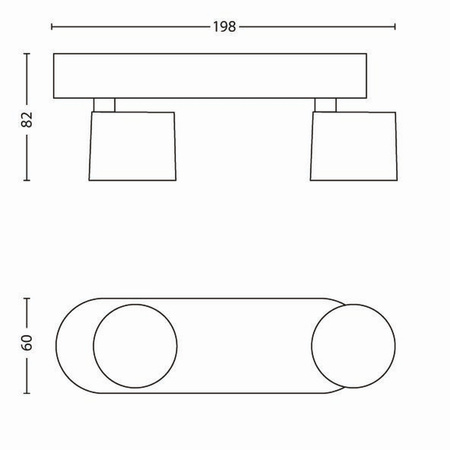 Stropní svítidlo LED STAR 2x 4,5W 2700K Stmívatelné reflektorové pohyblivé svítidlo Hliník PHILIPS