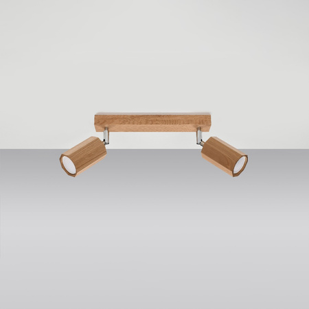 Stropní svítidlo ZEKE 2xGU10 Reflektor Halogenové svítidlo 30cm dub SOLLUX