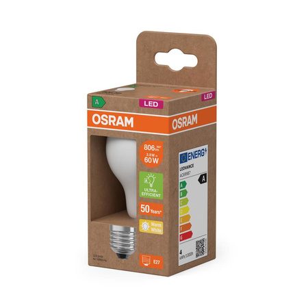 LED žárovka A60 E27 3,8W = 60W 806lm 2700K Warm 300° Filament CLASSIC ENERGETICKÁ ÚSPORNOST Osram