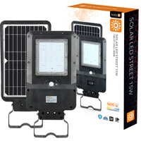 Solární LED průmyslové pouliční lampy 15W 1600lm 4000K neutrální s pohybovým a soumrakovým senzorem IP65 černá ulice Kobi