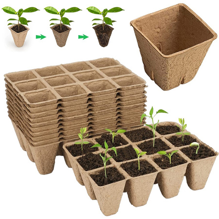 10x rašelinová paleta 3x4 15.5 x 11.5 cm pro výsev sazenic Prošívání Biologicky rozložitelný čtverec