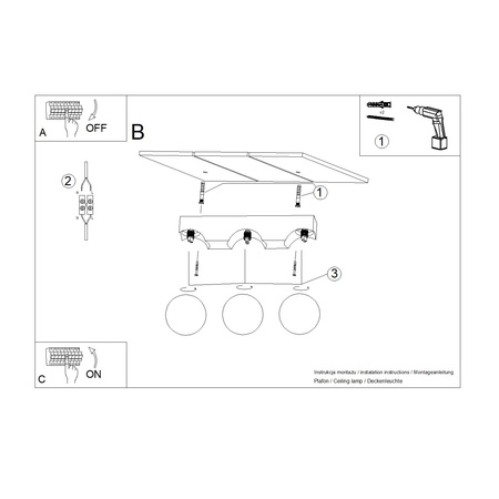 Stropní svítidlo 3x G9 přírodní dřevo BULBO Peach Puff SL.1684 Sollux