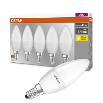 5x LED žárovka E14 B35 5.7W = 40W 470lm 2700K Teplá bílá OSRAM Základna