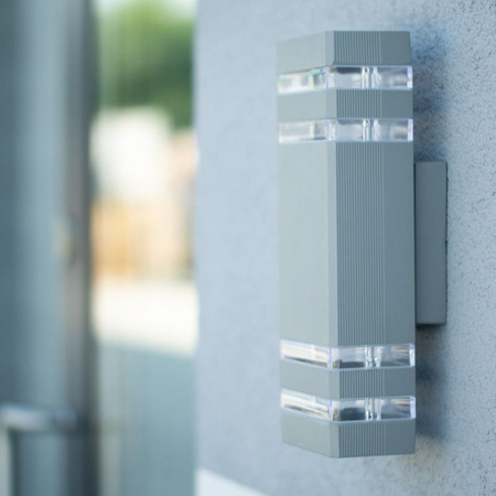 Fasádní nástěnné svítidlo dvojité shora dolů INEZ DUO LED 2x GU10 ALUMINIUM stříbrné IP54