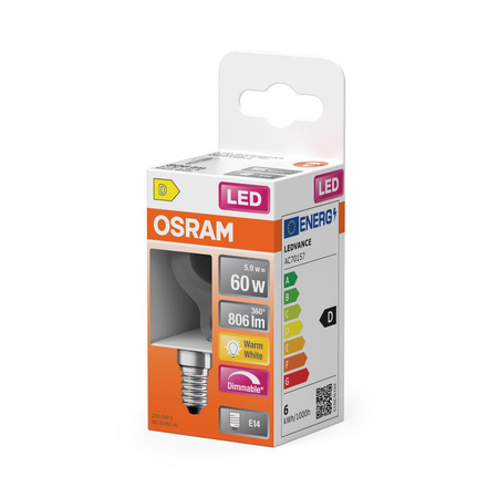 LED žárovka E14 P45 CL 6,5W = 60W 806lm 2700K Warm 320° Filament Stmívatelná OSRAM SUPER STAR