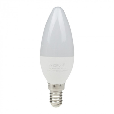 LED žárovka Candle B37 E14 5W 450lm 6500K Cold Ecolight