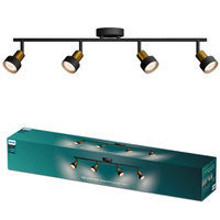 Reflektorové stropní svítidlo 4x GU10 černá-měděný vodič Philips