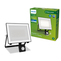 Reflektor LED 50W 5400lm 3000K IP65 se senzorem pohybu a soumraku Black Lois Philips