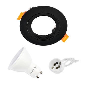 Halogenová Podhledové svítidlo, Kulatá Černá VENTUS + LED GU10 1.5W 120° Teplá bílá LUMILED