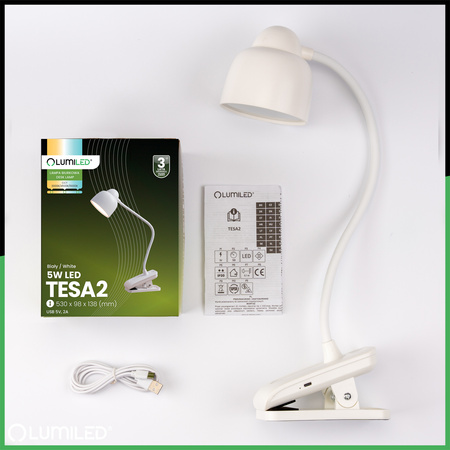 Školní stolní lampa LED 5W CCT TESA 2 White LUMILED
