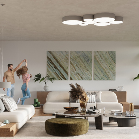 LED závěsné stropní svítidlo ARENA 2xE27 kruhové 35cm šedé SOLLUX