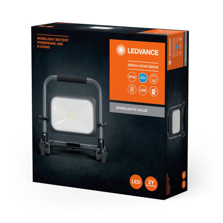 Přenosný LED halogenový reflektor Akumulátorová pracovní lampa 20W Worklight Ledvance