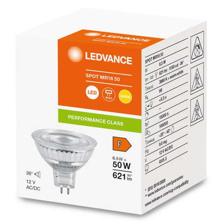 LED žárovka MR16 GU5.3 6,5W = 50W 621lm 3000K teplá bílá 12V FILAMENT LEDVANCE