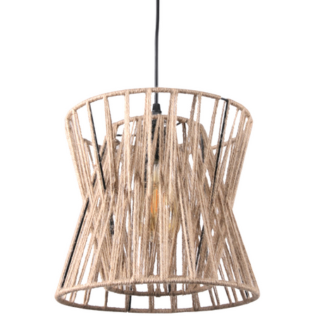 VARBERG IL MIO stropní závěsné svítidlo polokoule v boho stylu. ocel + šňůra 1x E27 GOLDLUX (Polux)