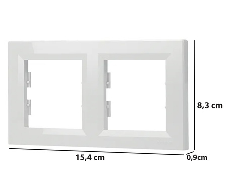 2-násobný horizontální rám pro dvojitou zásuvku. bílá ASFORA
