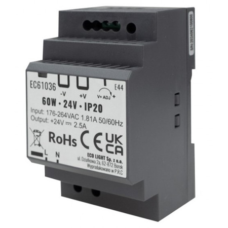 Napájecí zdroj LED Premium Line 60W 24V Ecolight na lištu DIN