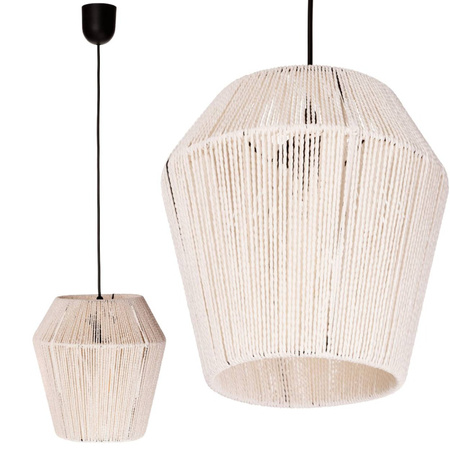 BOHO provázková závěsná lampa splétané lano bílé pro LED E27