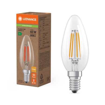 LED žárovka E14 B35 3,8W = 60W 806lm 2700K Warm 320° Ledvance