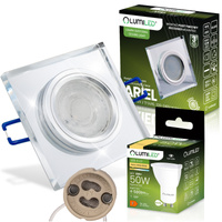 Skleněné Podhledové svítidlo GU10, MR15 Stálá Čtvercová ARIEL + LED GU10, 6W 3000K 120° LUMILED