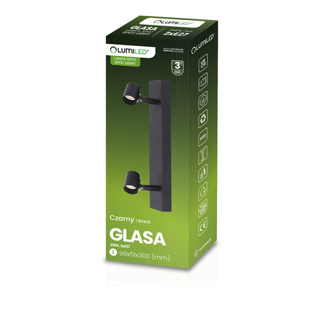 SPOT TUBA Reflektor Halogenové stropní svítidlo 2x E27 GLASA LUMILED