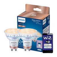 2x LED žárovka GU10 4,7W = 50W 2700-6500K 36° SMART WiFi Philips WiZ