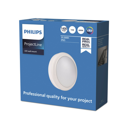 LED venkovní světlo do potrubí 15W 1400lm 4000K IP65 Hermetická bílá Projetline Philips