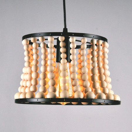 Stropní závěsné svítidlo BRENA 1x E27 převisové černé dřevo GOLDLUX (Polux)