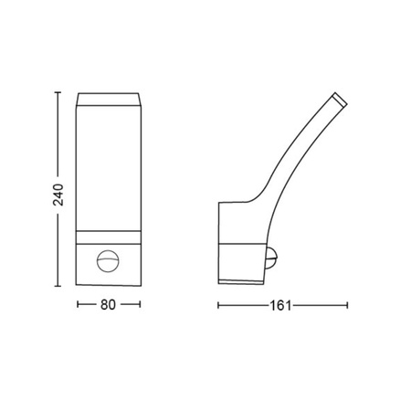 Zahradní lampa LED nástěnná lampa SPLAY IR myGarden 12W 2700K IP44 s pohybovým a soumrakovým senzorem antracit PHILIPS