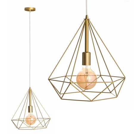 Zlatá LOFT DIAMENT Geometrické stropní závěsné svítidlo 1xE27 Wire GOLD Large