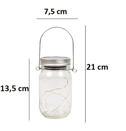 LED lucerna Solar Garden Jar Hanging Glass