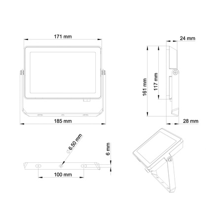 Reflektor LED 30W 2700lm 3000K IP65 Black ProjectLine světlomet PHILIPS