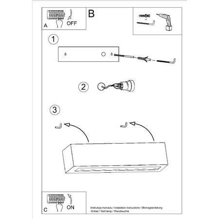 Nástěnné svítidlo VEGA E27 Up-Down Obdélníkové keramické moderní černé SOLLUX
