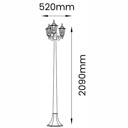 Venkovní zahradní lampa 3x E27, LED sloupek lucerna 2m Patina BELLIS LUMILED