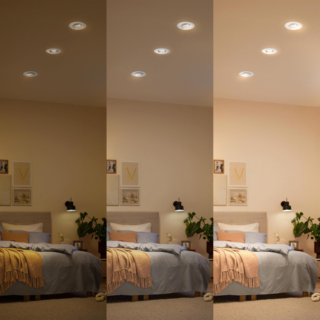 3x LED vestavné svítidlo 5W 550lm 4000lm Neutrální neutrální pohyblivé kulaté bílé stmívatelné 3STEP SceneSwitch Cilantro Philips