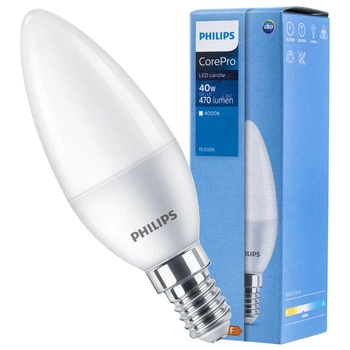 LED žárovka E14 5W = 40W 470lm 4000K Neutrální bila PHILIPS CANDLE