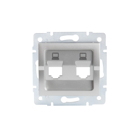 Adaptér internetové zásuvky RJ45 Square Silver LOGI Kanlux