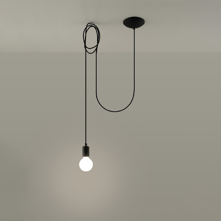 EDISON 1 LONG E27 Závěsné stropní svítidlo 3m Loft Black SOLLUX