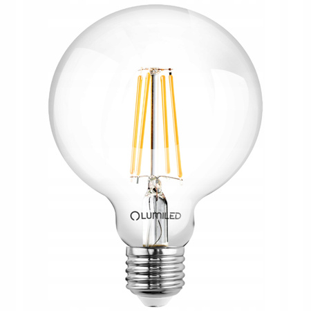 3x Žárovka LED E27, G95 8W = 75W 4000K Neutrální bílá Globe Filament LUMILED