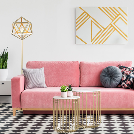 LED stojací lampa 20W zlatá Dánsko Sanico Goldlux