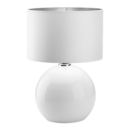 PALLA WHITE/SILVER Bílé/stříbrné stínítko Moderní E27 5079 TK Lighting Stolní noční lampa