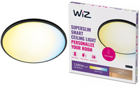 Plafond LED stropní svítidlo pro povrchovou montáž 16W 1500lm 2700-6500K TW 29,2cm černé kulaté Smart SMART WiFi Bluetooth App Superslim WiZ