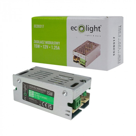 Modulární napájecí zdroj pro LED pásky 15W 12V 1,25A IP20 SLIM Ecolight