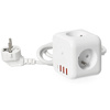 KOBI LINEA PRO CUBE 3x230V Splitter s uzemněním a přepínačem + 4xUSB Bílá