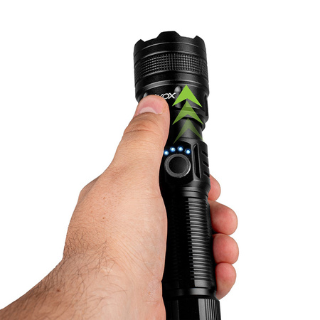 Dobíjecí LED taktická 600lm 10W ruční svítilna Výkonná ZOOM POWERBANK VA0179 VAYOX