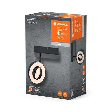 LED nástěnné stropní nástěnné svítidlo Povrchová montáž svítidla 11W 215lm CCT Dekorativní černý bod Saturn Ledvance