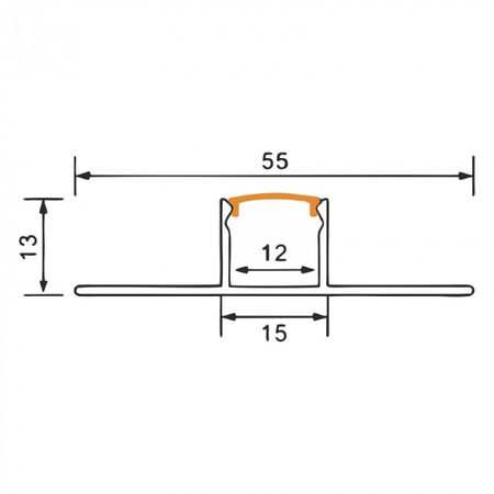 Hliníkový LED profil pro sádrokarton REGIPS Podprofil pro dlaždice černý 2m s difuzorem Černý pro LED pásky + koncovky GN série Ecolight