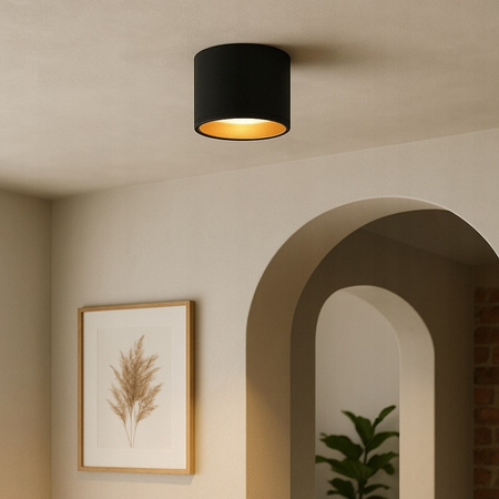 Přisazené LED GOLDA halogenové stropní svítidlo GX53 kulatá trubice černá - zlatá